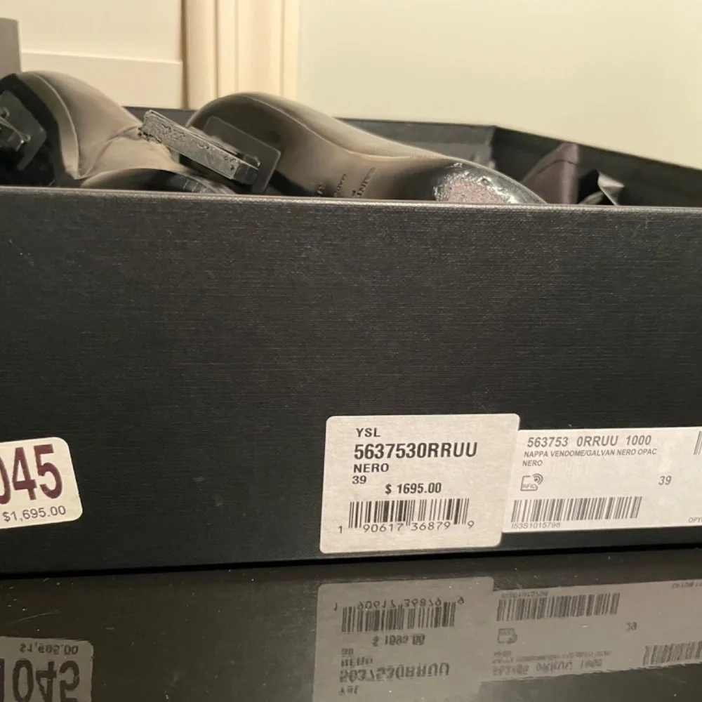 Black Saint Laurent Boots SZ 39 logo heel - Picture 7 of 8